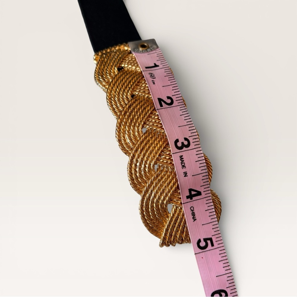 Vintage 80s Carlisle Leather Belt Accessocraft Buckle Gold Glam Statement Belt - Picture 8 of 10